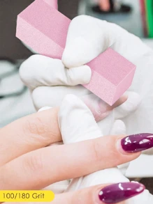 1 st/3 st/10 st/20 st nagelpoleringsblock, medium/fin kornstorlek 100/180, lämplig för akrylnaglar, gelnagellack, 3-i-1 professionellt pedikyr- och manikyrpoleringsset, nagelkonsttillbehör, nagelverktyg, skolstart, nagelvård, nagelverktyg (lämpliga för nagelklistermärken) - Rosa - Visa 4
