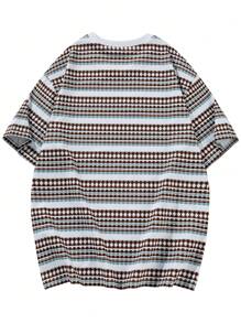 Herren lässiges Kontrastfarben Retro Mode Rundhals Kurzarm T-Shirt