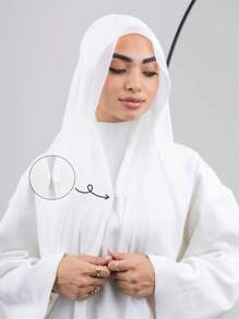 1 buc Set Hijab Musulman Casual pentru Femei, Eșarfă Subțire din Șifon cu Închizătoare Magnetică, Potrivit pentru Toate Sezoanele