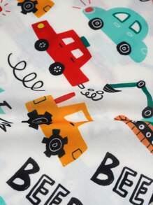 minizone 3pcs/Set Baby Boy Casual Cute Cars Printed + Striped + Solid Color Vest Set