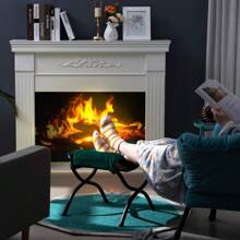 HollyHOME 15"(H) Folding Footrest Stool, Upholstered Small Foldable Ottoman, Accent Padded Sofa Foot Stool for Lazy Chair, Metal Frame Portable Foot Rest Ottoman for Living Room, Bedroom, Dark Brown - Verde - Ver 2