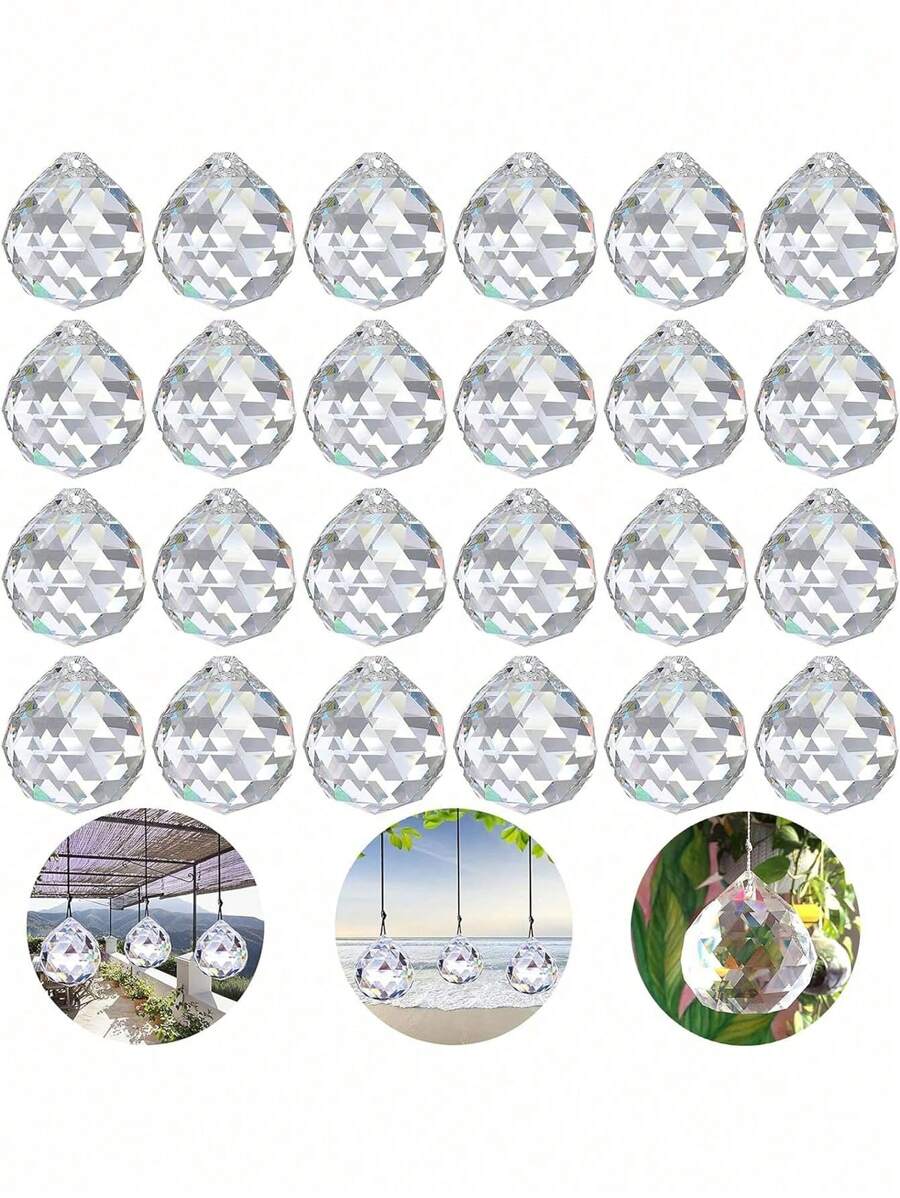 10pcs/50PCS Crystal Sun Catcher Pendants, Home Decoration Crystal Pendant Window Decoration Hanging Ornaments - Multicolor - View 1