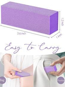 1pc/3pcs/5pcs/10pcs/20pcs Nail Buffer Block, Medium/Fine Grit 100/180 Finishing Buffers For Acrylic Nails Gel Polish Nails, 3 Way Professional Pedicure Manicure Buffer Kits - Purple - View 7