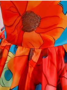 1pc Girls Floral Dress, Suitable For Baby Party, Birthday Banquet, School Piano Recital