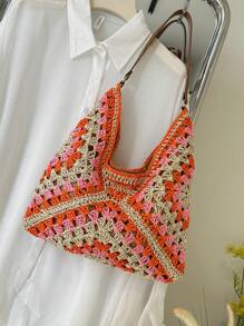 حقيبة كتف/تحمل كبيرة السعة نسائية بأسلوب البوهيمي المنسوج من القش، مثالية للمراهقات والطالبات في الجامعة أو للشاطئ والأنشطة الخارجية، للمدرسة والكلية والسفر والتسوق والخروجات