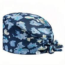 1 pieza Gorra de trabajo para mujer de poliéster con estampado geométrico, apta para médicos, enfermeras o trabajos de limpieza, práctica, antibacteriana y antipolvo, adecuada para primavera, verano, otoño e invierno