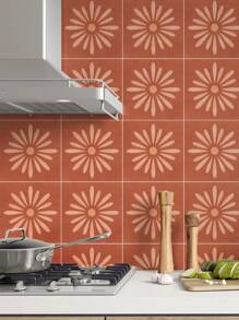 7.87英寸 x 7.87英寸 自粘地板砖，10片装自粘DIY乙烯基地板，可移除防水瓷砖贴纸，适用于浴室、厨房、楼梯（菊花色）