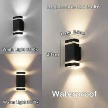 CANMEIJIA Acrylic LED Wall Lamp, IP65 Waterproof Outdoor Home Lighting Fixture, E27 Base, Square/Round Shape, Suitable For Balcony, Stairs, Street, Indoor, Garden, Living Room, Bathroom, Kitchen, Bedroom, Corridor