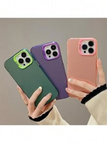 Dual-Layer IMD Simple Solid Color Silicone Phone Case - Compatible With IPhone 16 Pro Max/15/14/13/12/11, Full-Coverage Shock-Proof Protective Cover,International Version, Not The Domestic Version - Purple - View 2