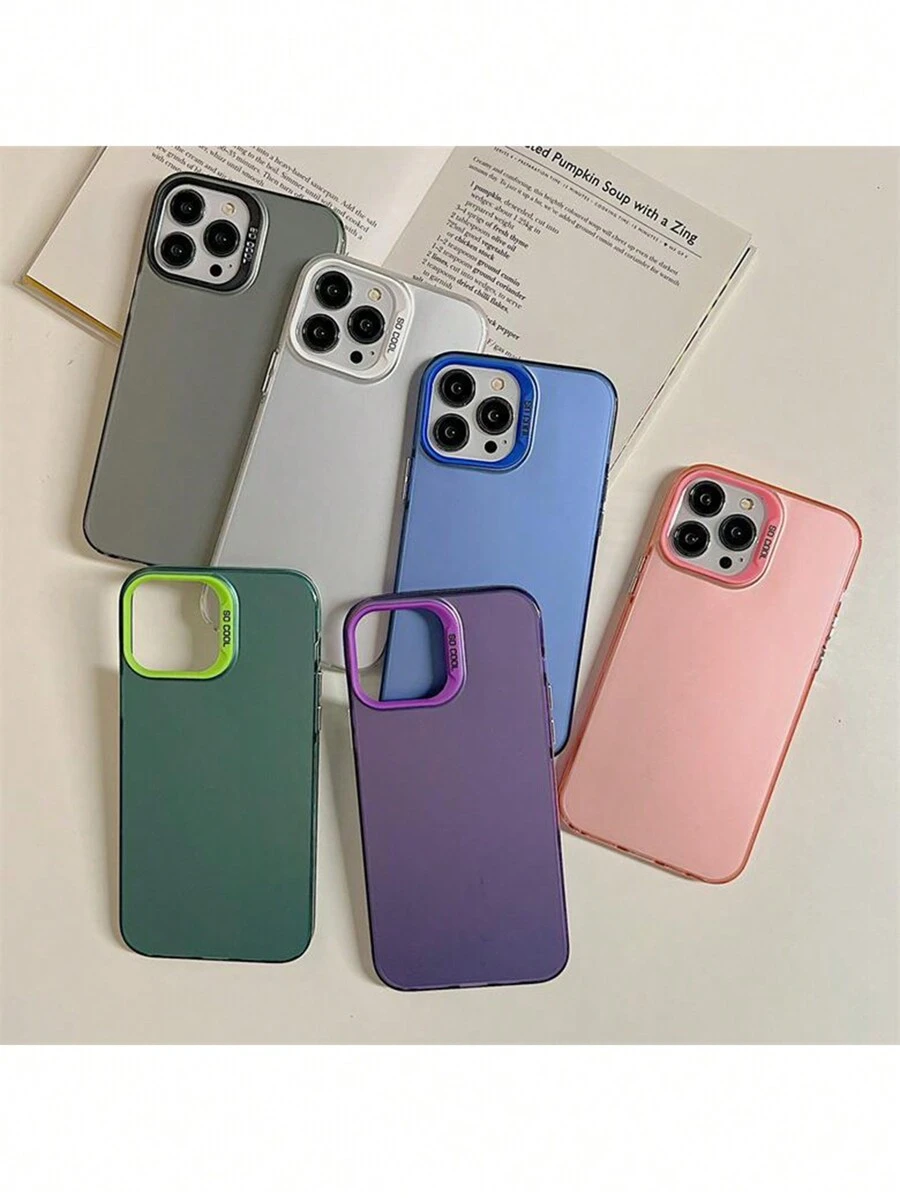 Dual-Layer IMD Simple Solid Color Silicone Phone Case - Compatible With IPhone 16 Pro Max/15/14/13/12/11, Full-Coverage Shock-Proof Protective Cover,International Version, Not The Domestic Version - Purple - View 1