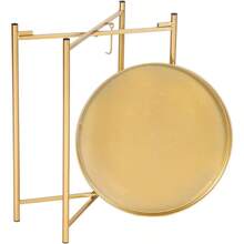 Homebeez Gold Tray Table Round Side End Table Decorative Sofa Snack Coffee Plant Stand Table Accent Tables For Small Spaces Golden Tray - Gold/GoldenTray1 - View 6