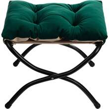 HollyHOME 15"(H) Folding Footrest Stool, Upholstered Small Foldable Ottoman, Accent Padded Sofa Foot Stool for Lazy Chair, Metal Frame Portable Foot Rest Ottoman for Living Room, Bedroom, Dark Brown - Verde - Ver 9