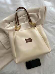 Bolso de mano a rayas de moda - Bolso de hombro de gran capacidad para mujer - Bolso de tela con cremallera para uso diario, con correa de cadena metálica, de tela de nailon impermeable con estampado de vaca, de vuelta al colegio