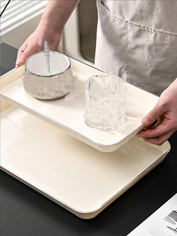 1 pieza Bandeja para café/té, bandeja de servir rectangular de plástico para cocina, comedor, sala de estar, para sostener tazas de té, vasos de agua, aperitivos