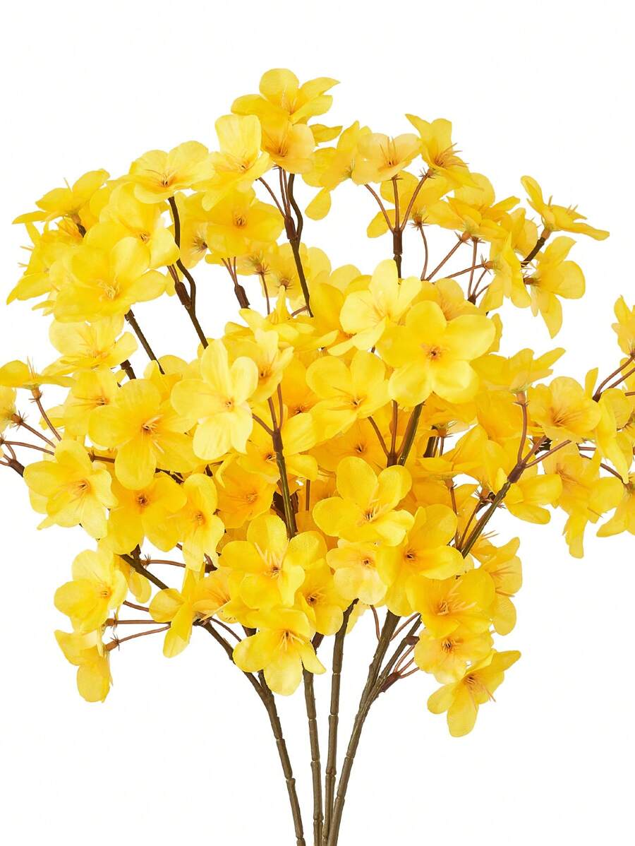 1/4/8 件人造樱花花、丝绸桃花假植物布置春季装饰 DIY 花园家居餐桌派对装饰婚礼装饰 - 黃色 - 查看 1