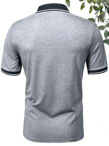 3 件套男士夏季新款纯色 Polo 衫，军绿色/浅灰色/黑色常规版型短袖休闲商务 T 恤 - 彩色 - 查看 5
