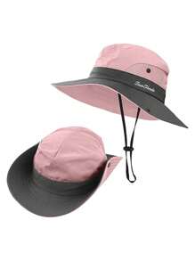 1 件儿童马尾辫太阳帽宽边防紫外线适合 3-8 岁女孩沙滩渔夫帽