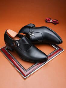 New Fashion Low-Top Solid Color Pointed Toe High Heel Small Leather Shoes, Thick Sole Elevator Business Social Dancing Party Wedding Campus Casual Vacation Loafers, Versatile