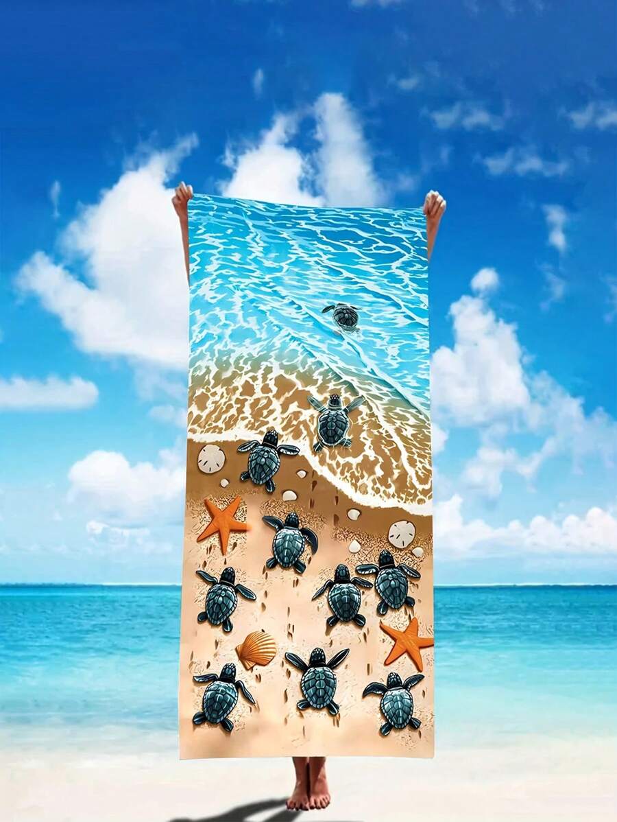 1条装 75*150厘米 超柔软龟纹速干成人沙滩巾