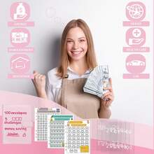 100 Envelopes Challenge Binder Savings Challenges Book To Save $5,050 And $500 And $10,000, A5 Money Saving Planner Budget Binder With Cash Envelopes - A5 - View 7