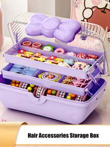 1 Organizador de accesorios para el cabello - Contenedor de artesanía de ABS, caja de maquillaje a prueba de polvo | Organizador de 3 capas de uso múltiple con asa para uñas, caja de lazos y accesorios para el cabello, 27.5x14.5x15cm. Ideal para decoraciones de Halloween, almacenamiento de decoraciones de Halloween, decoraciones de Acción de Gracias, almacenamiento de decoraciones de Acción de Gracias, fiestas de revelación de género, perfecto para cumpleaños, bodas, fiestas, el regalo perfecto para colegas, amigos y familiares, de vuelta a la escuela - Multicolor - Ver 9