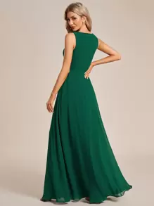 EVERPRETTY Ever Pretty Elegant A-Line Maxi Chiffon Wedding Bridesmaid Dress - Dark Green - View 2