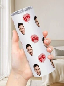 1 pieza Botella de agua personalizada de 600ml/20oz, taza personalizada con foto, taza de café de carro, taza recta portátil. Taza personalizada resistente al calor. Regalo para familia, amigos, parejas. San Valentín, Año Nuevo, Vacaciones, Regalos de Boda.
