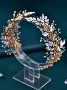 1 pièce Bandeau de mariée en alliage incrusté de strass, accessoire pour cheveux de mariage de luxe