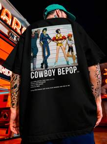 Shirt T-Shirt Oversized Streetwear Cowboy Bebop Spike Spiegel Hunter Faye Jet Edwar Anime Series Drawing REF 7147 VEST NERD - màu đen - Xem 5