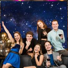 Sfondo a tema del cielo notturno e della galassia, spazio, astronauta, decorazione per feste di compleanno per bambino di 1 anno a tema spaziale, accessori per servizi fotografici