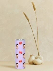 1 pieza Botella de agua personalizada de 600ml/20oz, taza personalizada con foto, taza de café de carro, taza recta portátil. Taza personalizada resistente al calor. Regalo para familia, amigos, parejas. San Valentín, Año Nuevo, Vacaciones, Regalos de Boda.