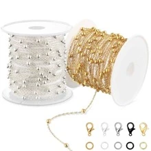 5mete Light Gold Cable Chain For Jewelry Making DIY Chain Roll Satellite Bead Necklace Chain Bulk With Jump Rings And Lobster Clasps - Multicolor - View 8