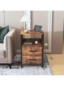 Minimalist Bedroom Dressers Charging Station With 2 Drawers