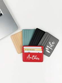 1pc Nova carteira porta-cartões de grande capacidade, compartimentos para vários cartões, estojo compacto de couro PU, personalização de nome/texto, portátil, versátil, leve, funcional, prático, multifuncional, colorido, adorável, engraçado, kawaii, vibrações de férias/férias, minimalista, unissex, lazer, deslocamento, personalizado, exclusivo, personalizado, namorado, namorada, família, mulheres, novatos e trabalhadores de colarinho branco, amigos