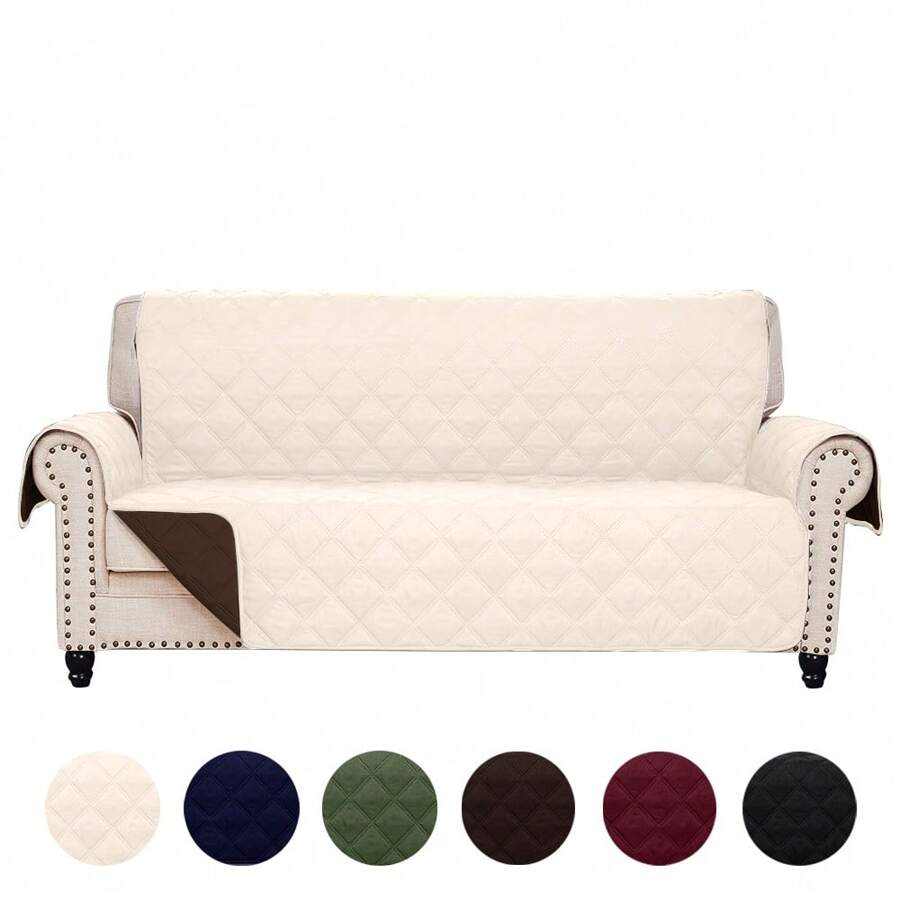 1-Piece Reversible Ultra-Soft, Waterproof, Non-Slip Furniture Protector For Chairs, Loveseats, And Couches - Love Seat-Beige/Chocolate - View 1