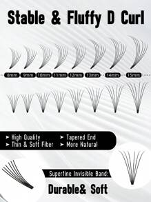 High Quality Pre-Made Fluffy Lash Clusters, 6D Pointed Pre-Made Lash Clusters, Eyelash Extensions, Lash Clusters, Individual Lashes, False Eyelashes, Fake Lashes - Black - View 3