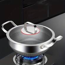1 Juego de ollas de cocina, olla a presión, sartén salteadora de acero inoxidable de cinco capas, olla caliente de 6 cuartos, sartén de freír de 12 pulgadas compatible con cocina de inducción, sartén con tapa, apto para lavavajillas y horno