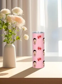 1 pieza Botella de agua personalizada de 600ml/20oz, taza personalizada con foto, taza de café de carro, taza recta portátil. Taza personalizada resistente al calor. Regalo para familia, amigos, parejas. San Valentín, Año Nuevo, Vacaciones, Regalos de Boda.