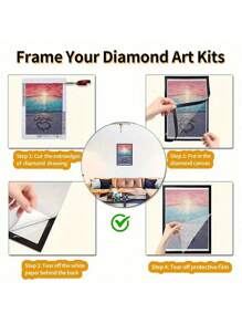 Diamond Painting Art Frame, Picture Frame For 12x16 Inch/30x40 Cm Diamond Art Painting Canvas, Magnetic Diamond Art Frame Self-Adhesive, Diamond Art Multipurpose Picture Frame For Painting Art Hanging Fixed Wall Window Door Decoration