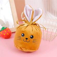 1pc Easter Bunny Drawstring Egg Gift Bag, Rabbit Face Stamping Craft Candy Bag, Suitable As Easter Party Decor Gift Bag For All Ages