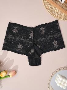 3 pezzi Set di biancheria intima sexy con dettagli in pizzo, taglia comoda, traspirante ed elastica, lingerie sexy per donne - Multicolore - Visualizzare 7