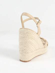 Giày sandal đế xuồng dày dặn dành cho nữ, giày casual, màu mơ, phù hợp với trang phục mùa xuân hè. - Màu be - Xem 3