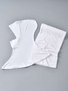 两件套女士穆斯林时尚纯色头巾套装，舒适针织头巾，适合日常祈祷和户外穿着。 - 下巴帽+圍巾 - 查看 7