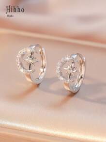 Hihho 1 par de pendientes colgantes de lujo ligeros con circonita cúbica blanca en forma de cometa y luna, adecuados para el atuendo diario de las mujeres, regalo de festival