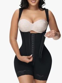 1 Pc Women's Body Shaper Bodysuit, Colombian Shapewear,Tummy Control ,Butt Lifter, Slimmer Jumpsuit, Zipper Closure,Thigh Slimming Bodysuit Lingerie,Suitable For Daily Wear Or Various Occasions - Black - View 4