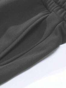 Men's Casual Athletic Drawstring Waist Elastic Trousers, Spring/Summer - Dark Grey - View 5