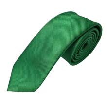 Premium Solid Plain Striped Slim Twill Tie - Green - View 2