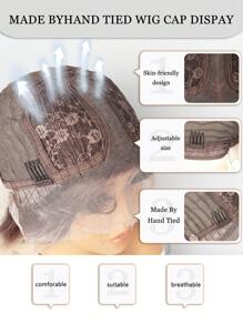 26 英寸多色波浪发 13X4X1 T 型蕾丝假发合成纤维耐热假发全机器制造，适合日常聚会，高品质女士天然美丽合成柔软假纤维头发