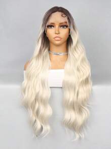 26 英寸多色波浪发 13X4X1 T 型蕾丝假发合成纤维耐热假发全机器制造，适合日常聚会，高品质女士天然美丽合成柔软假纤维头发