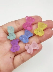 20pcs Colorful Transparent Frosted Cute Rabbit Beads, Random Mixed Colors, DIY Jewelry Making And Decoration Beads Accessories, Suitable For Necklace, Bracelet, Earring, Keychain, Phone Chain - Bear Beads - View 3